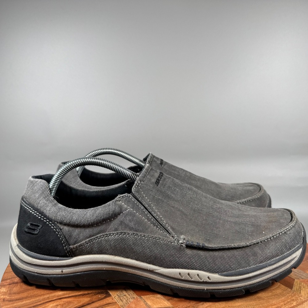 Skechers Mens Relaxed Fit Memory Foam Slip‎ On Loafers Black Grey Size 10.5